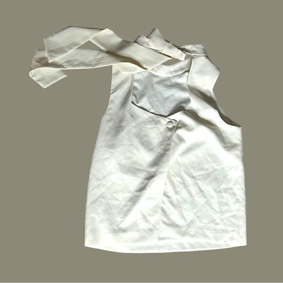 Milly | Women's Sleeveless Tie Neck Blouse in Cream Size Small - Picture 6 of 6